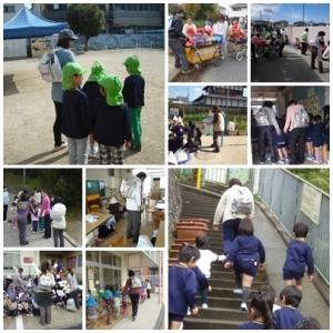 防災事業にまつわり、市内幼稚園・保育園にて避難訓練をしている様子の写真