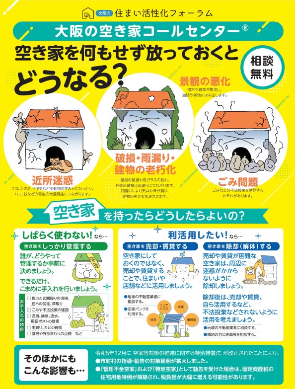 大阪の空き家コールセンターチラシ