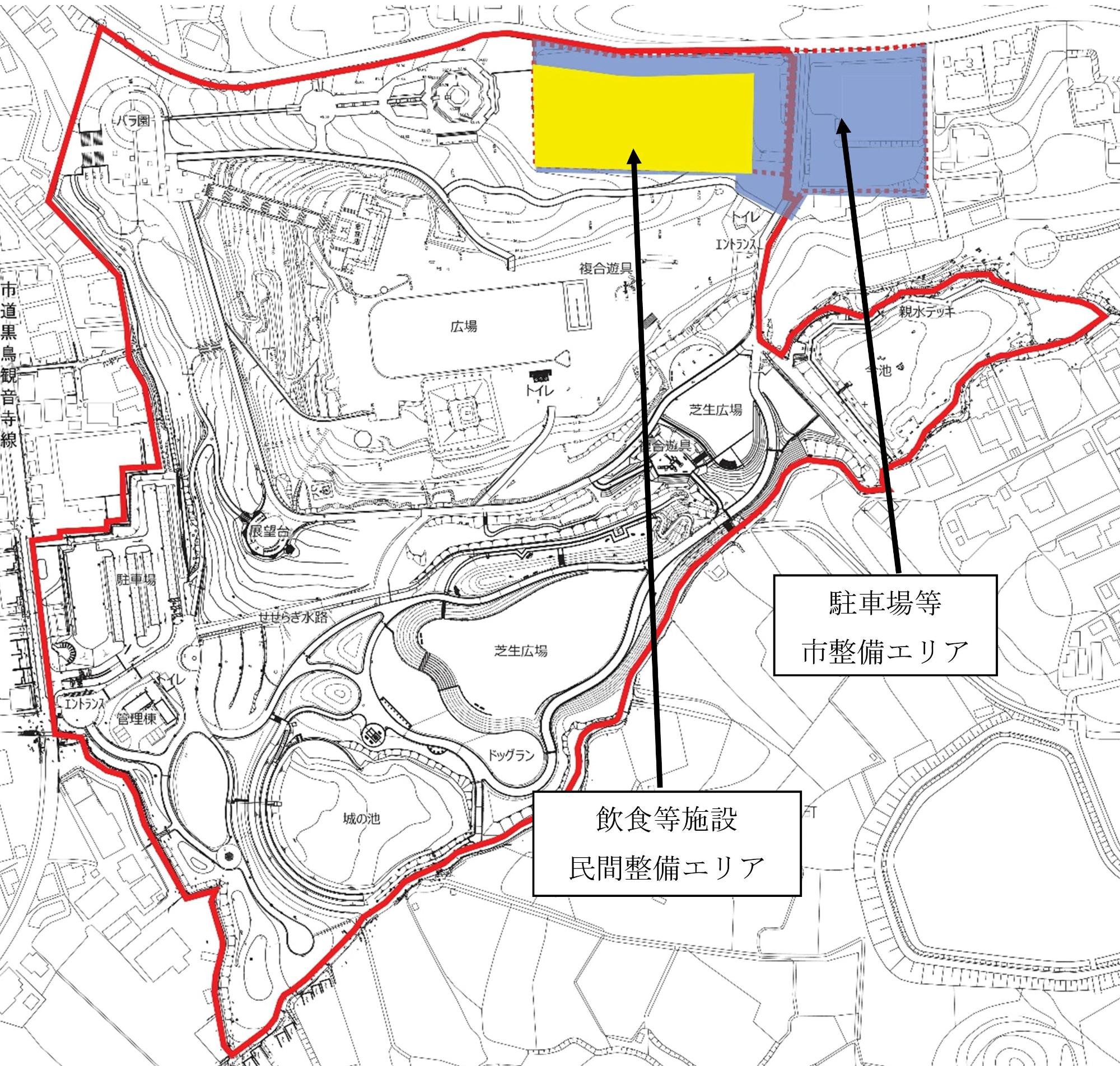 黒鳥山公園イズミガーデンテラス位置図