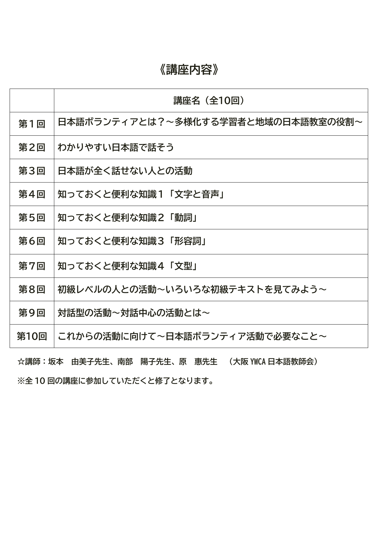 令和8年度日本語ボランティア養成講座チラシ裏