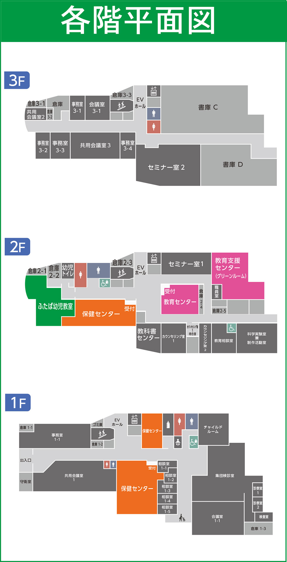 庁舎第1分館フロア案内図