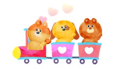クマが汽車に乗っている
