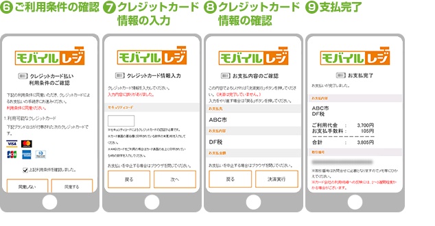 モバイルレジ利用手順クレジットカード納付