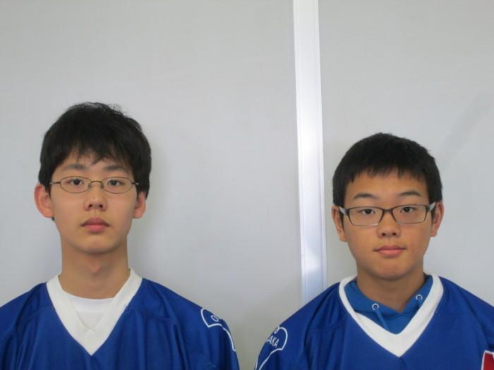第10回全日本少年アイスホッケー大会中学生男子の部に出場した、井上和紀さんと東尾修一朗さんの写真