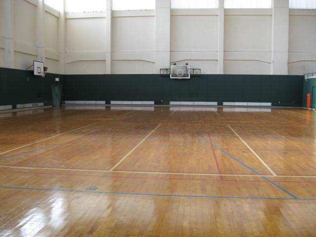 バドミントンコート3面がとれる広さの大体育室の写真