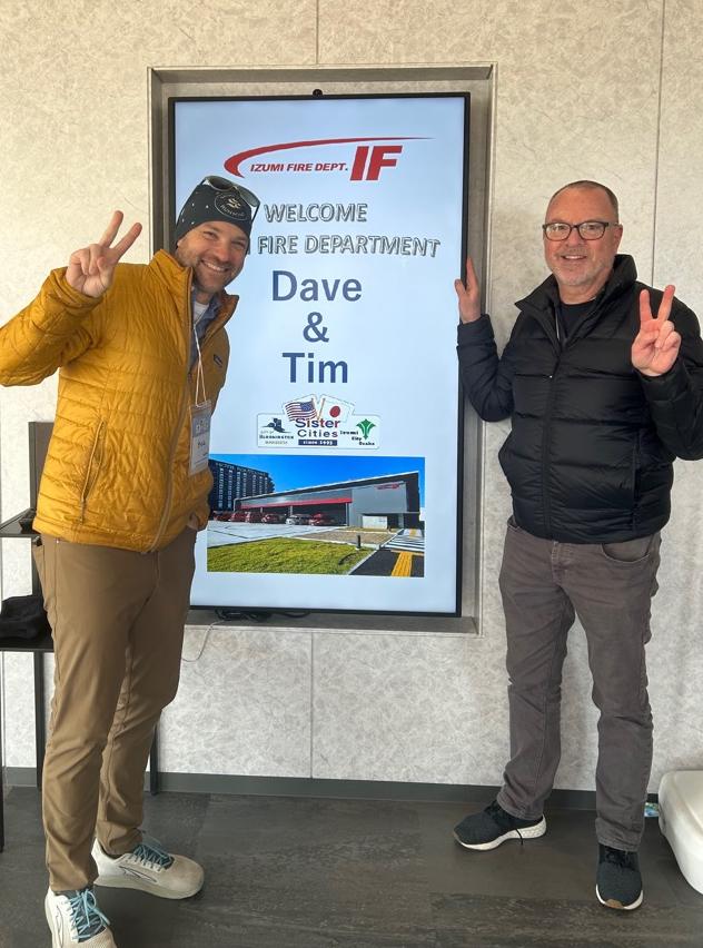 消防署見学中の姉妹都市マラソンランナー