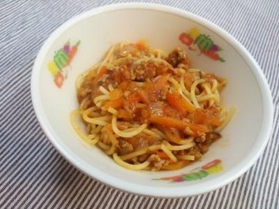 和泉市学校給食レシピとして紹介しているミートスパゲティの完成見本の写真